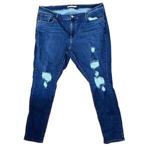 Levi's 711 skinny jeans cotton pants denim medium wash distressed pockets blue